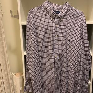 Ralph Lauren long sleeve button down brown/blue/white check shirt, 3XB